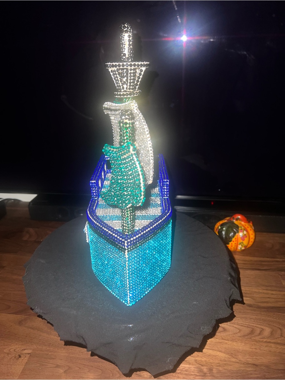 Novelty Austrian Crystal Ship Birdhouse- Handmade - Picture 6 of 7